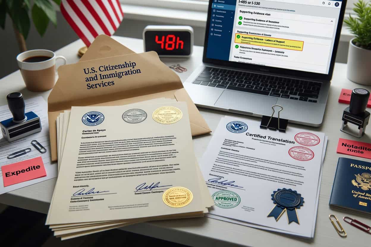 Cartas de Apoyo USCIS: Traducción Certificada que Eleva Tasas de Aprobación en 48h